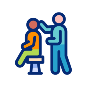 Physician examining injured patient